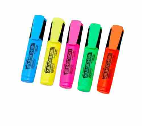Pack Of 5 Pieces, Plastic Body Durable Chisel Tip Mulicolor Highlighter Pen