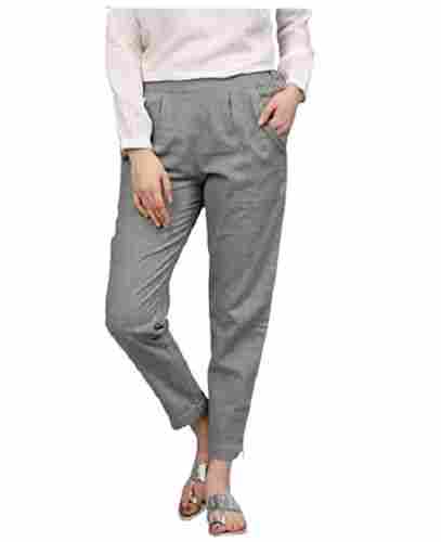 Double Pocket And Daily Wear Slim Fit Plain Cotton Trouser For Ladies