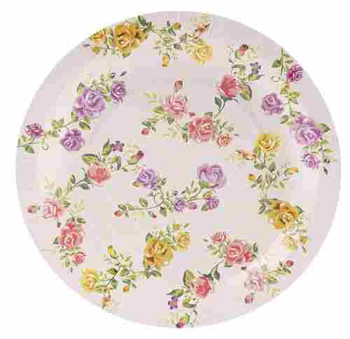 Floral Printed Round Disposable Paper Plate For Events And Parties