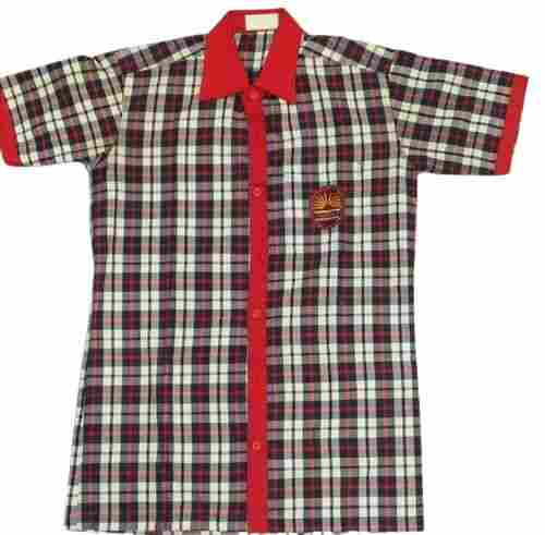  Printed Logo Style Pure Cotton Central School Boys Uniform Shirts