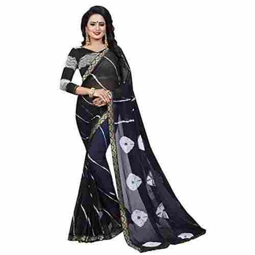 Elegant Look Designer Printed Black Saree