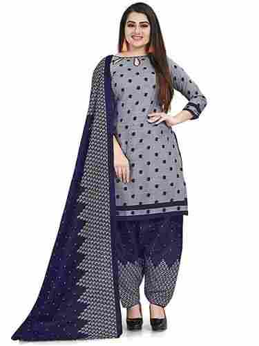 Ladies 3/4 Sleeves Beautiful Designs Comfortable Blue Printed Cotton Suits