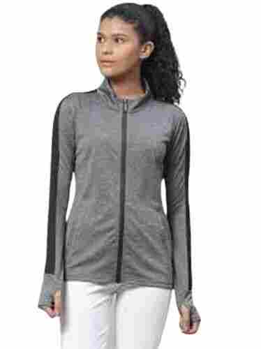 Plain Grey Color Athletic Jackets For Ladies