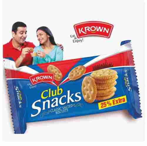 20 Grmas Crunchy Texture Round Salted Taste Krown Club Snacks Biscuit 