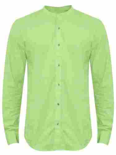 Plain Mandarin Collar and Long Sleeves Cotton Shirt For Men