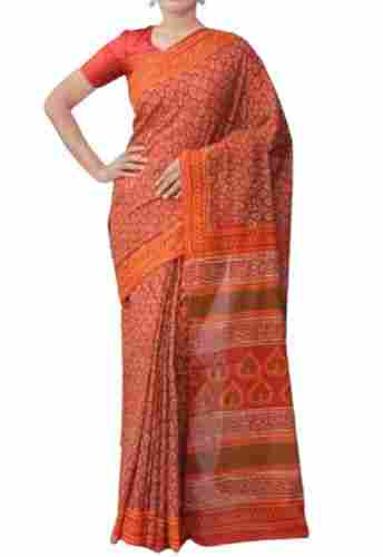 Breathable And Comfortable Cotton Silk Printed Womens Saree With Blouse Piece