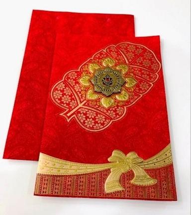 Environmental Friendly Fabric Red Wedding Cards 