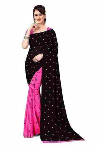 Womens Gorgeous Printed Georgette Saree With Unstitched Blouse For Casual Wear