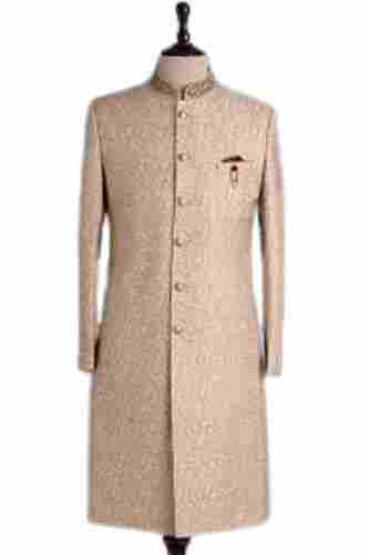 Comfortable Party Wear Long Sleeve Classic Collar Poly Cotton Men'S Sherwani 