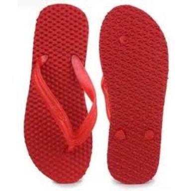 Summer Daily Wear Plain Red Rubber Bathroom Slippers
