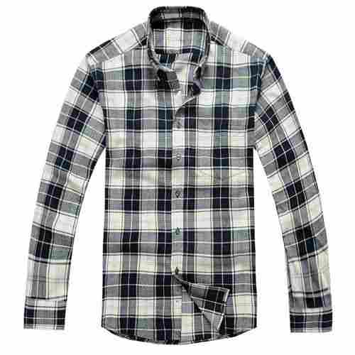 Casual Wear Embroidered Woven Pattern Classic Collar Style Cotton Checked Shirt