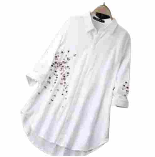 Ladies Regular Fit Full Sleeves Classic Neck Printed Soft Cotton Shirt