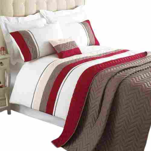 8x4 Feet Lightweight Striped Soft Polyester Full Size Fancy Bedsheet With Two Pillowcase 