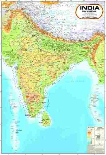 15x17 Centimeter Rectangular Paper Indian Physical Map 