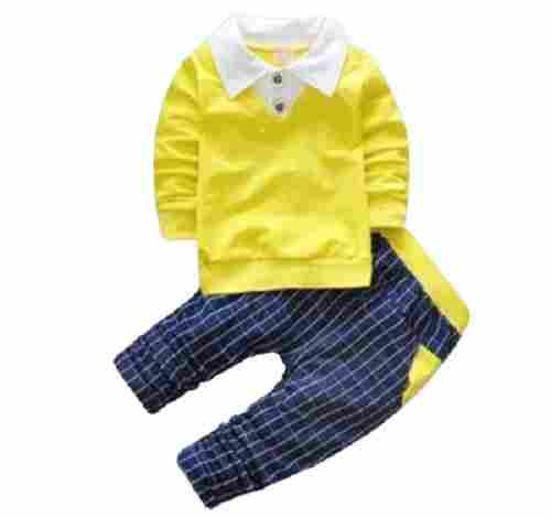 Breathable And Washable Full Sleeves Plain Cotton Shirt Pant Set For Boy
