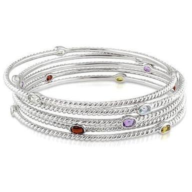 Artificial Stone Work Round Silver Bangles Diameter: 7 Inch (In)