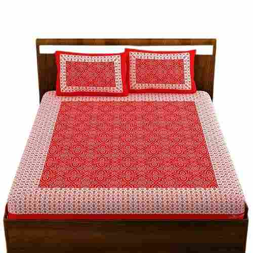 Printed Red Cotton Bed Sheets