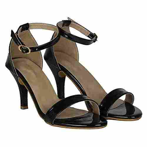 Stylish Buckle Closure Party Wear Leather Pencil Heel Sandal For Women