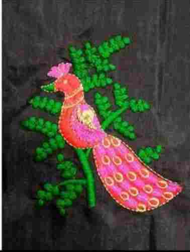 Woven Thread Fabric Peacock Style Embroidered Patch For Garments