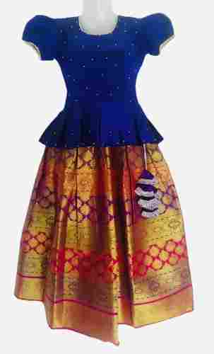 Designer South Indian Traditional Ethnic Pattu Pavadai For Kids Girls