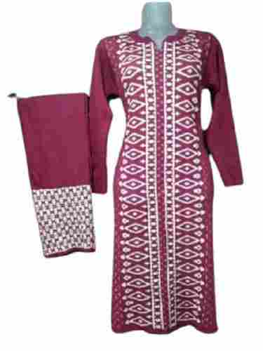 Full Sleeves Casual Wear Printed Cotton Suit With Dupatta For Ladies