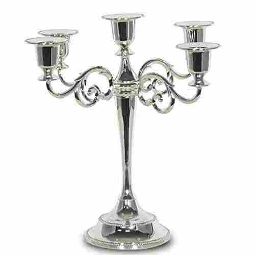 Metallic Silver Plated Candle Stand