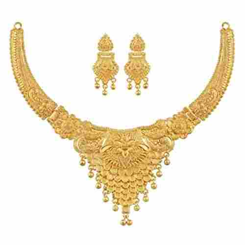 Women Skin Friendly Elegant Look Beautiful Gold Plated Bridal Necklace Set