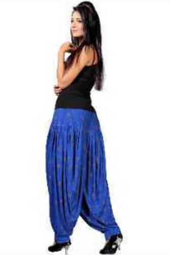 Ladies Blue Printed Patiyala Salwar With Heavy Plates For Casual Wear