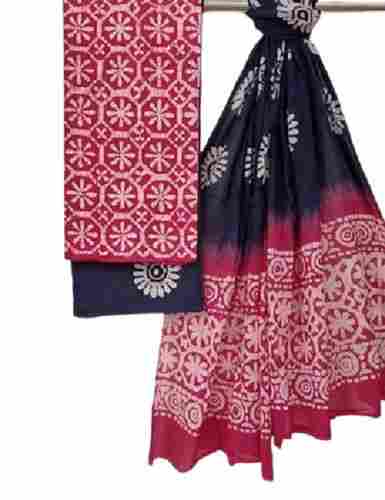 Red And Black Printed Customized Cotton Silk Casual Wear Unstitched Ladies Suit