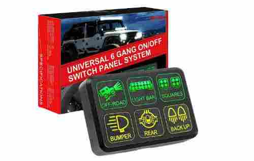 12V Rated Universal 6 Gang On And Off Switch Panel System (8X1X4 Inch)