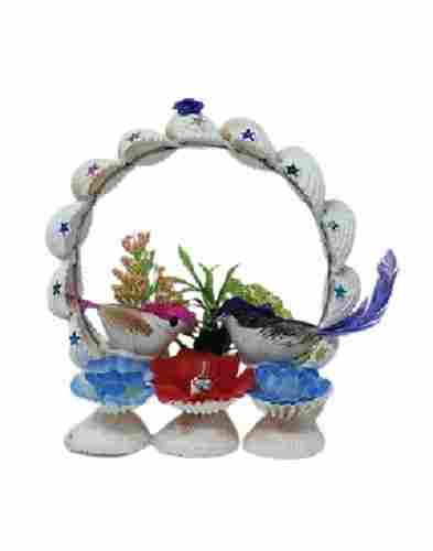 Round Shape 7 Inch Size Modern Handmade Stylish Seashell Bird Showpiece