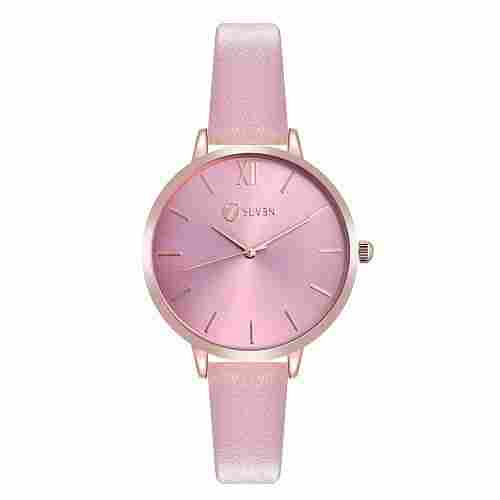 Trendy And Elegant Round Dial Shape Pink Fancy Ladies Wrist Watch