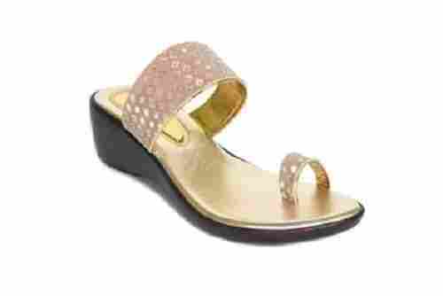Golden Party Wear Medium Size Heel Ladies Sandals