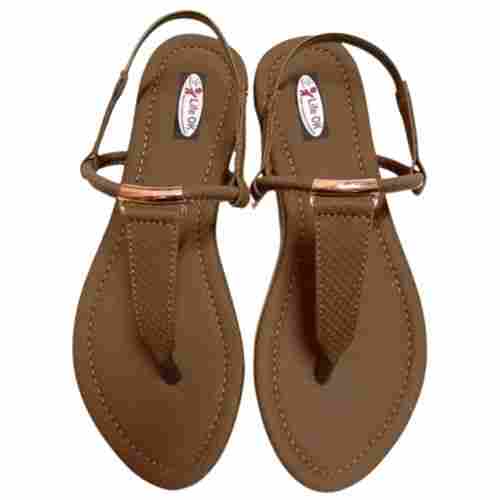 Ladies Comfortable Breathable Daily Wear Matte Finish Brown Flat Slipper
