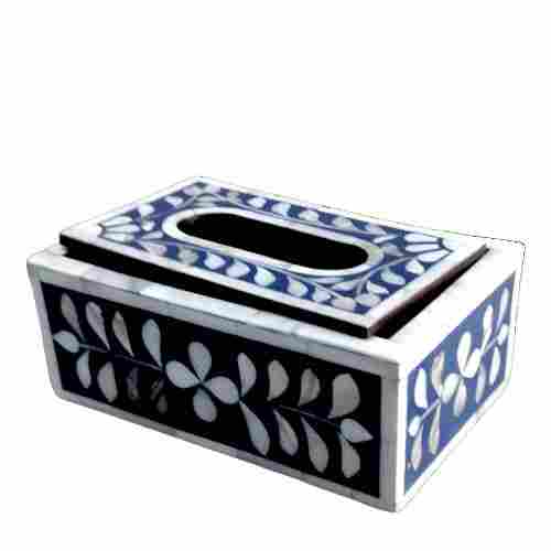 Bone Inlay and Mother Of Pearl Tissue Box (Multicolor)
