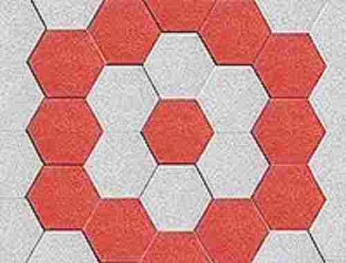 Red With Grey 60 Mm Thickness Hexagonal Concrete Paver Block 