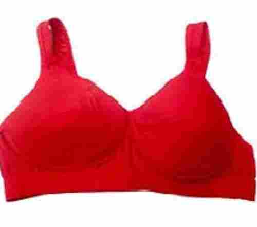 Ladies Breathable Cotton Padded Plain Red Bra
