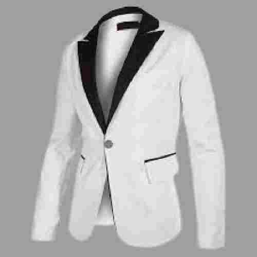 Mens Plain Long Sleeve Cotton Breathable White Blazer