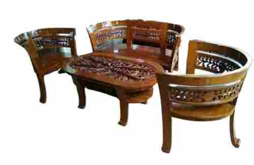 Indian Style Carpentry Polished One-Piece Design Antique Wooden Sofa Set