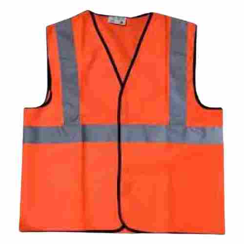 Lightweight Comfortable To Wear Mens Sleeves Less Orange Polyester Safety Jacket