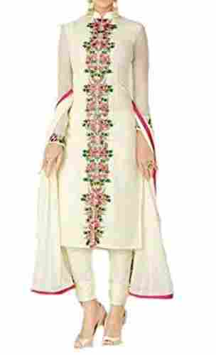 Ladies Collared Neck Full Sleeve Embroidered Cotton Salwar Suits