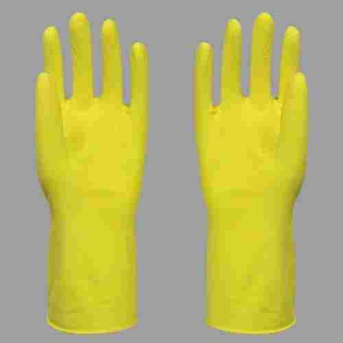 Yellow Plain Full Finger Waterproof Household Latex PVC Hand Gloves