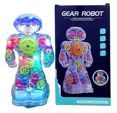 Multicolor Light And Musical Plastic Body And Battery Operated Gear Model Toy Robot