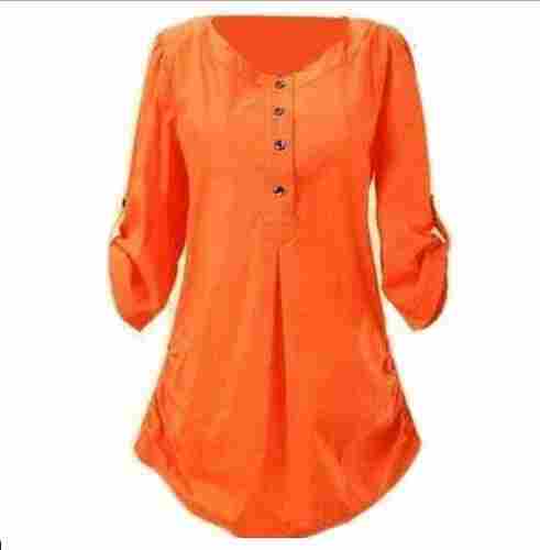 Ladies Cotton Full Sleeves and Round Neck Tunic Top for Formal Wear