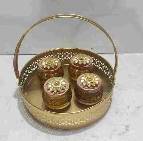 Round Shape Metal Gifting Box with Handle