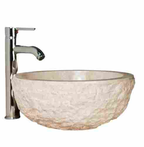 Portable And Durable Deck Mounting Round Shape Stone Wash Sink