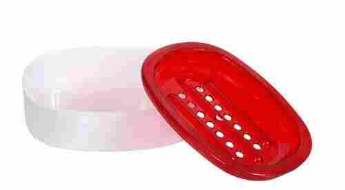 Durable Oval Shape Rigid Hardness White And Red Plastic Soap Case