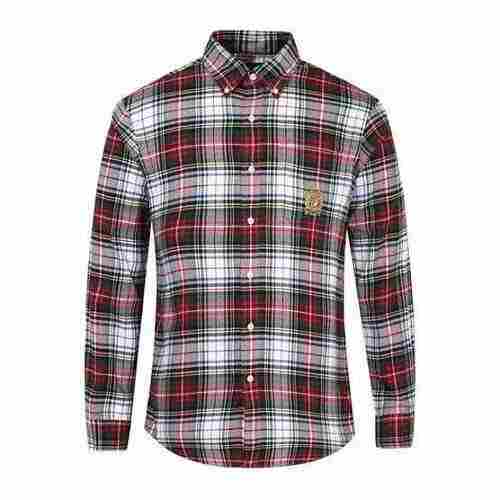 Men'S Full Sleeve Collar Neck Checked Pattern Casual Wear Cotton Shirts