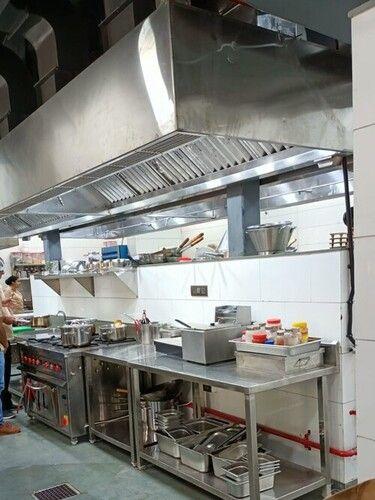 Stainless Steel 304 Exhaust Hood And Ducting For Kitchen With Baffle Filter