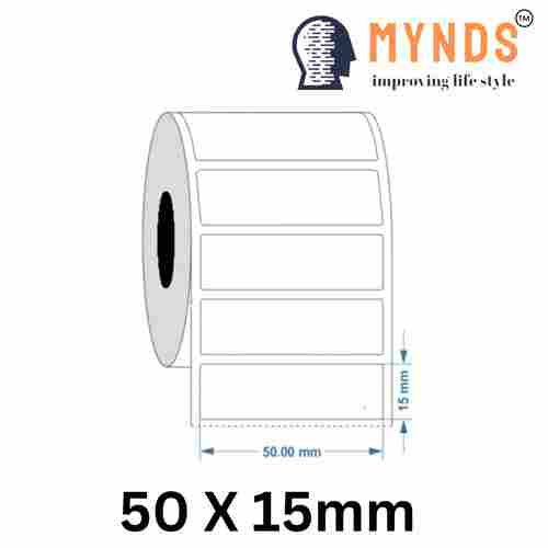 50 X 15mm White Barcode Label Rolls With Single Side Adhesive